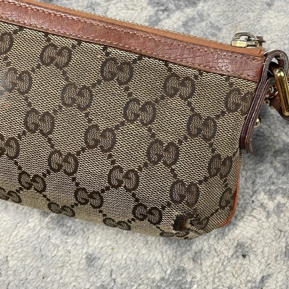 GUCCI Sherry Line GG Canvas Pouch Purple Orange Wristlet Purse Charm - Picture 8 of 17